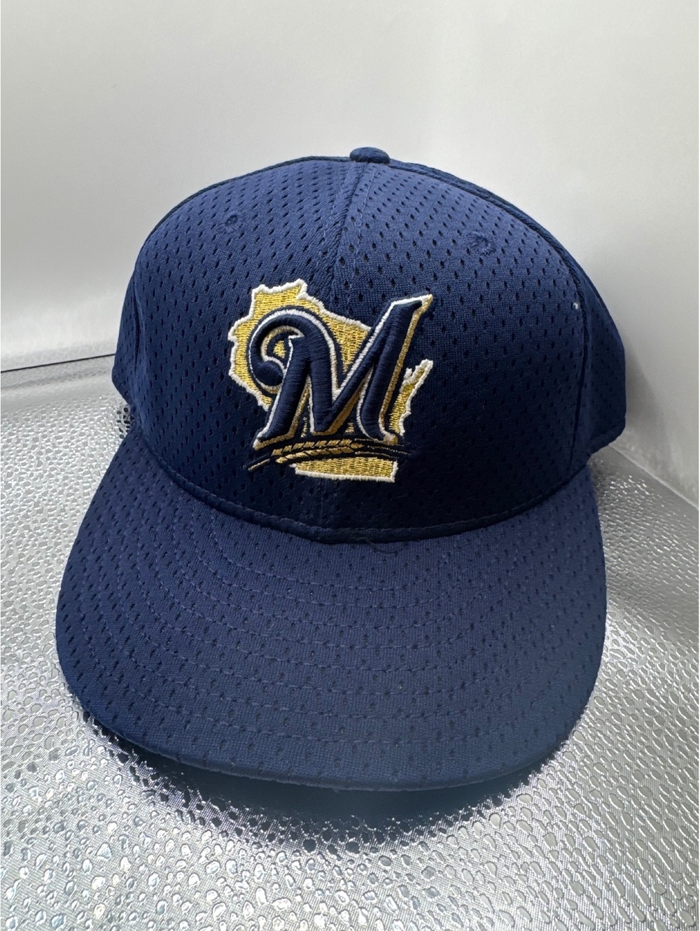 Milwaukee Brewers Jersey Style Mesh New Era Fitted Hat Cap